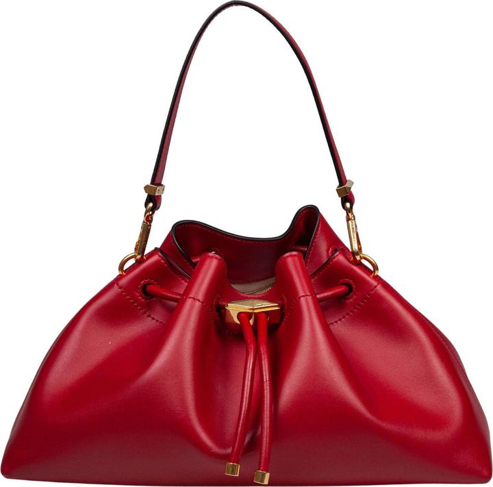 Actual product image Jimmy Choo bucket bag in red color leather