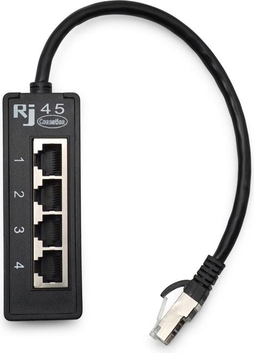 Image du produit Apfelkiste 4-fach Ethernet LAN RJ45 Netzwerk Adapter Splitter Cat7 / Cat6 / Cat5 - Schwarz
