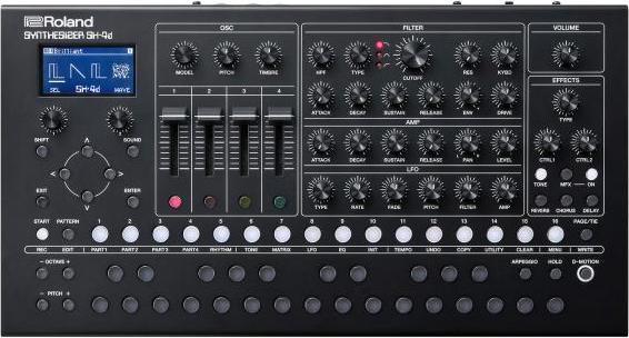 Actual product image Roland SH-4d desktop synthesiser with headphones