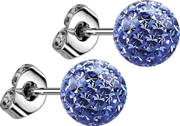 Image du produit Star Piercing clou d'oreille argent avec boule de cristal bleu clair époxy de protection (sans laiton, Acier chirurgical 316L)