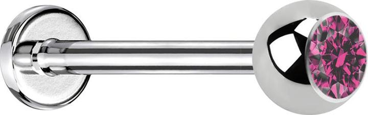 Produktbild Star Piercing Micro Labret silber mit Kugel und Kristall pink (ohne Messing, Chirurgenstahl 316L)