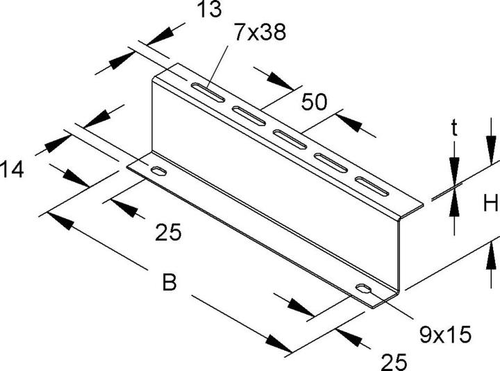 Immagine prodotto Niedax NIE RZP 80/200 Profilo distanziatore a Z 80x200 mm con striscia di perforazione di sistema zincata