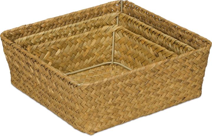 Immagine prodotto Relaxdays Set di cesti portaoggetti in seagrass da 3 pezzi (3 x, 23 x 23 x 8,5 cm)