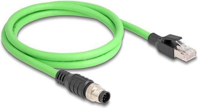 Actual product image Delock M12 cable A-coded 8 pin plug to RJ45 plug PUR (TPU) 1 m (SF/UTP, 1 m)