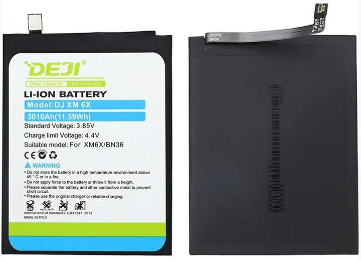 Actual product image DEJI Replacement battery Xiaomi MI A2 BN36 3010mAh