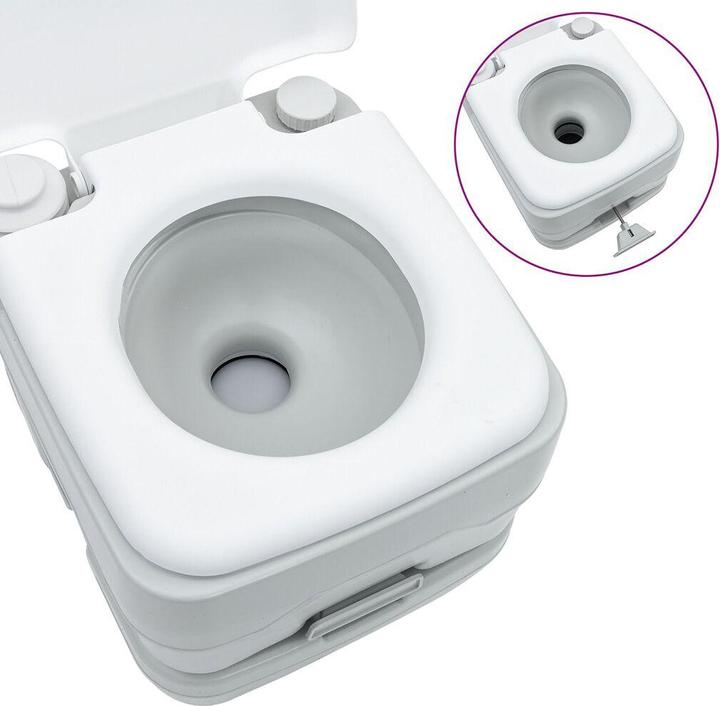 Produktbild VidaXL Tragbare Toilette in Grau und Weiss aus Kunststoff, 10 L