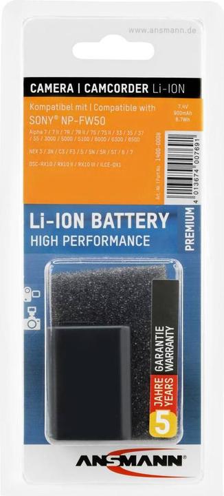 Actual product image Ansmann Battery Pack A-Son NP FW 50 (Rechargeable battery)