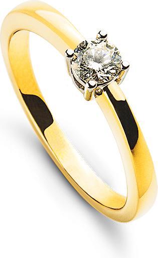 Produktbild Muau Solitaire ring 4-handle setting yellow gold 750, diamonds 0.15ct. Setting white gold 750 (54, 950 Platin)