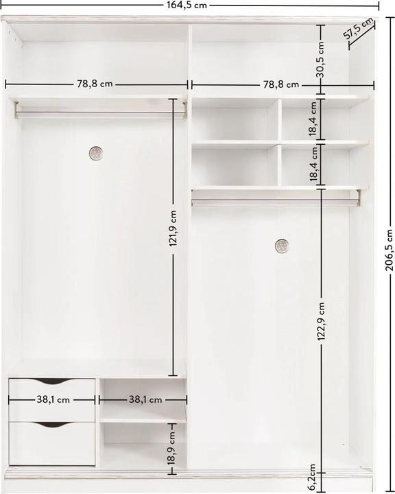 Actual product image Cilek Closet White with sliding doors (164 cm)