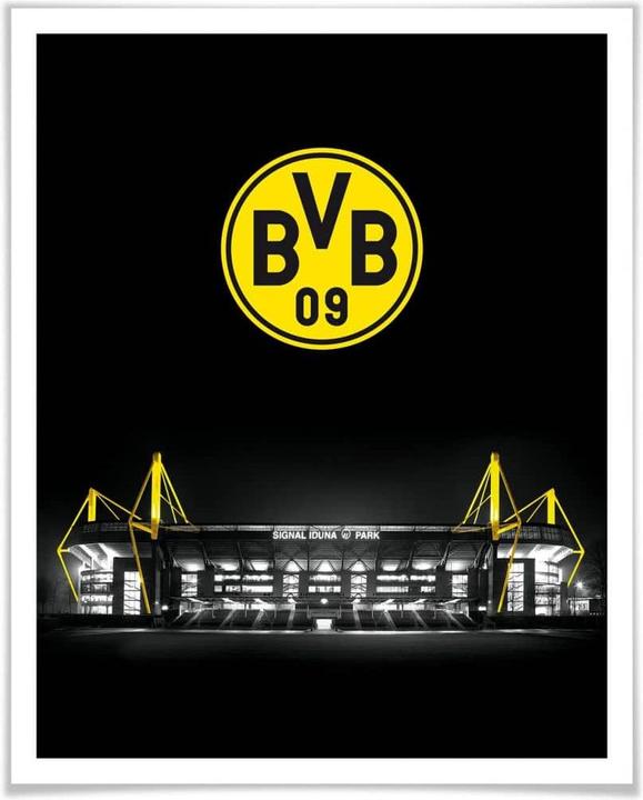 Produktbild Borussia Dortmund BVB Signal Iduna Park bei Nacht Emblem (50 x 60 cm)