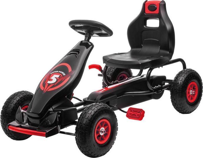 Produktbild Swisshandel24 Gokart, Kinderfahrzeug mit verstellbarem Sitz, Tretfahrzeug mit Gummireifen, Pedal und Handbremse, f