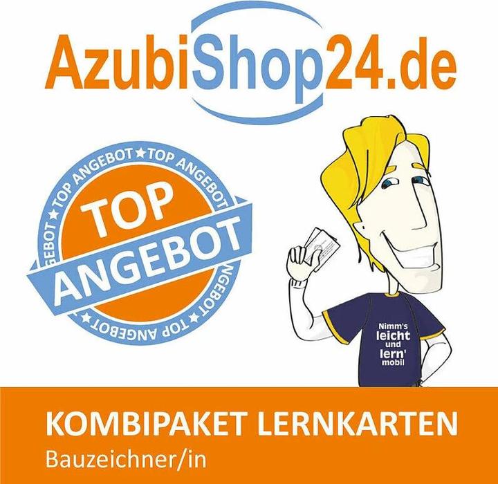 Produktbild AzubiShop24.de Kombi-Paket Lernkarten Bauzeichner/-in (Deutsch, Jennifer Christiansen, Tanja Kaden, Michaela Rung-Kraus, 2024)