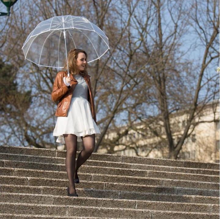 Actual product image Smati Ladies Umbrellas Transparent Wedding/Transparent Bell Umbrella with 12 Spokes Fibreglass/S