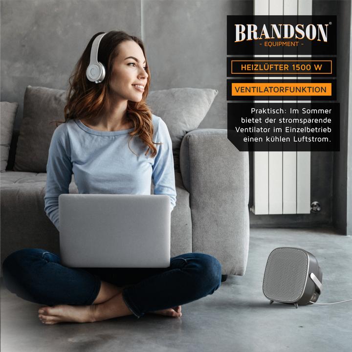 Immagine prodotto Brandson Termoventilatore KeramiK 1500 W, termoventilatore da bagno con controllo della temperatura, a (1500 W)