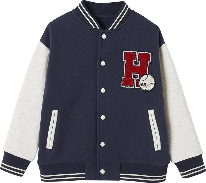Vertbaudet Jungen College-Sweatjacke mit Aufnäher Oeko-Tex