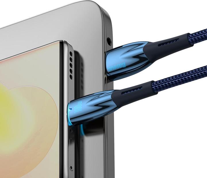 Actual product image Baseus USB cable for USB-C Glimmer Series, 100W, 1m (Blue) (1 m, USB 2.0)