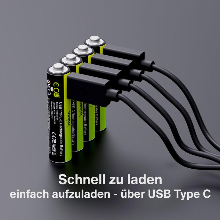 Produktbild Verico Li-Ion USB-C Micro AAA-Akku 1.5V 900mWh 600mAh ladbar per USB (4 Stk., AAA, 600 mAh)
