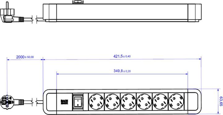 Image du produit Bachmann Prises multiples (6 x, CEE 7/3, 2 m)