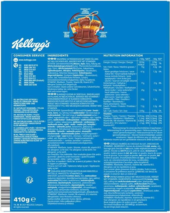 Valeurs nutritives et ingrédients Kellogg's Céréales Mmmh...Tresor Milk Choco 410 g (410 g)