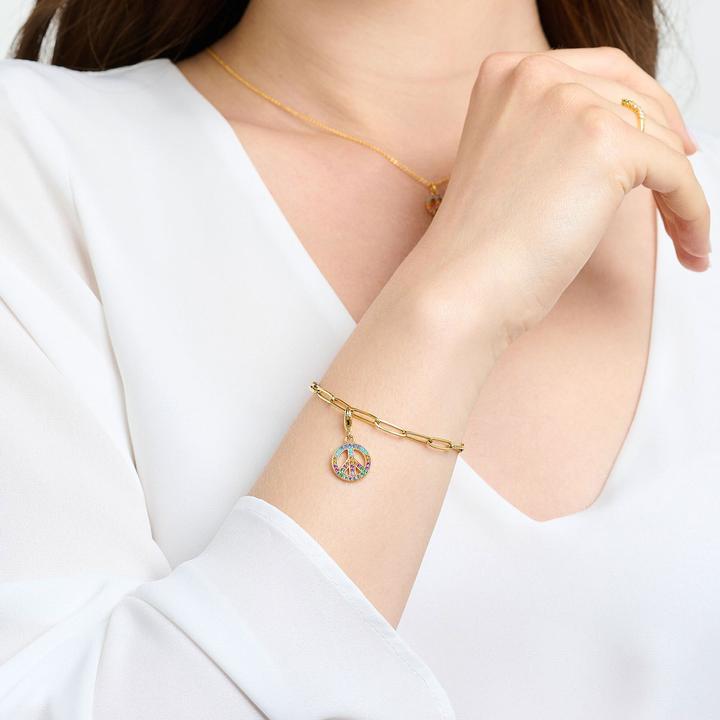 Produktbild Thomas Sabo Charm-Anhänger Peace mit bunten Steinen gold (925er Silber)