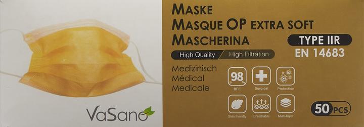 Image du produit VaSano Masque chirurgical extra type IIR allemand/français/italien/anglais jaune (Classe de protection 1, 50 x)