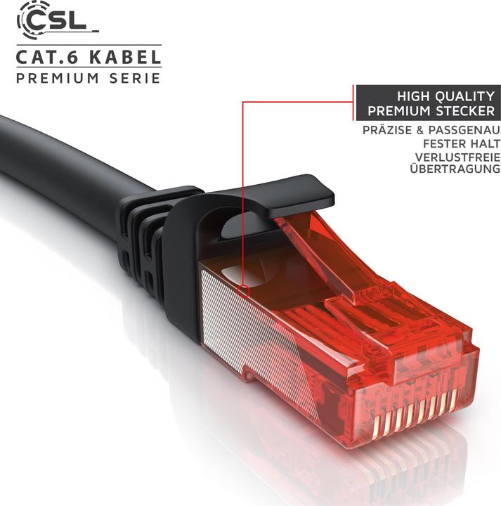 Image du produit CSL CAT.6 network cable - Ethernet Gigabit Lan cable RJ45 - patch cable - comp. CAT.5 CAT.6 CAT.7 CAT.8 (UTP, CAT6, 0.25 m)