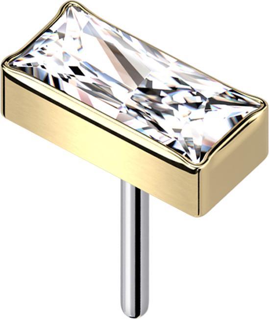 Star Piercing Threadless rechteck vergoldet Kristall silber (ohne Messing, Titan G23)
