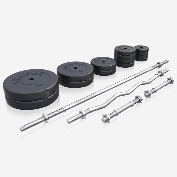Immagine prodotto Gorilla Sports Set di bilancieri (4 x 1,25 kg, 4 x 2,5 kg, 2 x 5 kg, 2 x 10 kg, 2 x 15 kg)