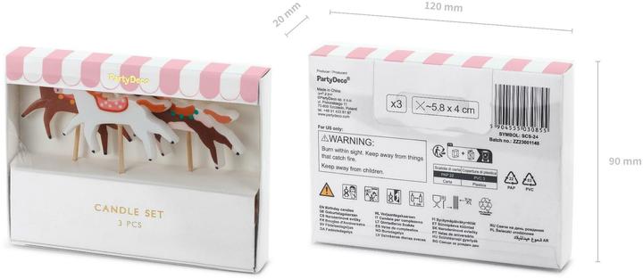 Produktbild Partydeco Kerze Pferd, 3 Stück