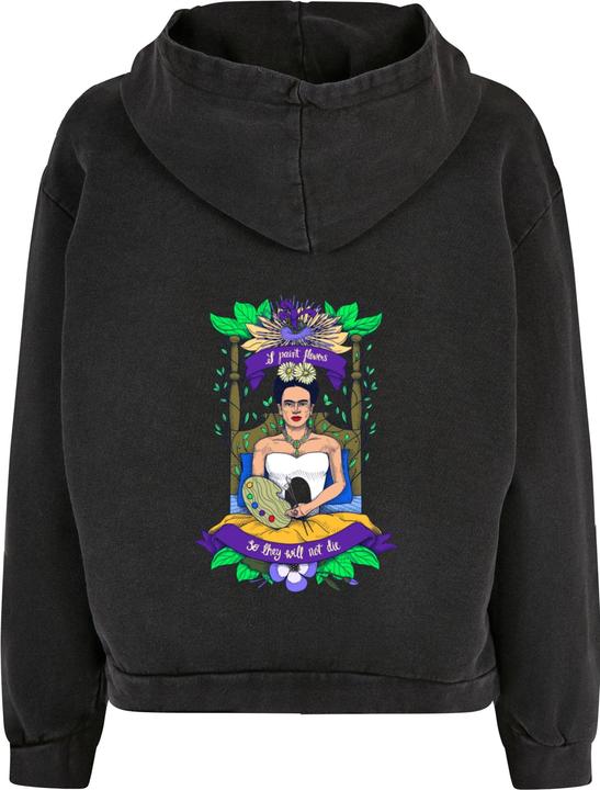 Merchcode Ladies Frida Kahlo - Short logo Acid Washed Oversize Hoody - 177987