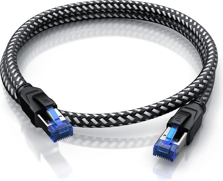 Immagine prodotto Primewire 10x CAT 8 Netzwerkkabel 40 Gbits - Baumwollmantel - LAN Kabel Patchkabel RJ45 - S/FTP PIMF Schirmung (UTP, CAT8.1, 1 m)