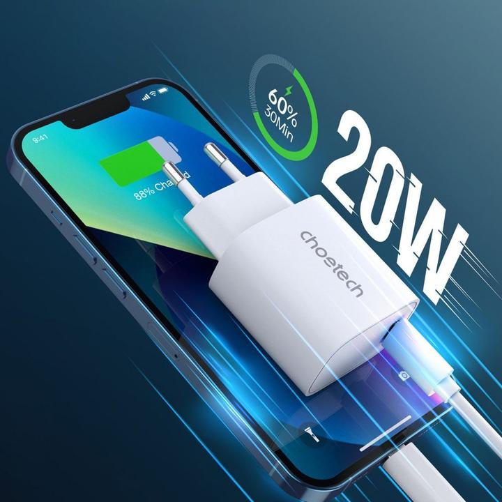 Actual product image Choetech Charging set Q5004 20W PD iPhone 12/13 baltas (2pcs) (20 W)
