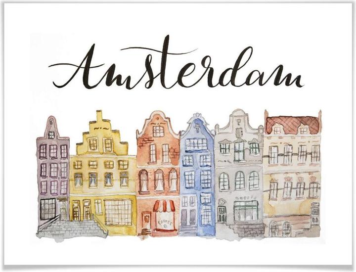 Produktbild Trenddeko Skyline of Amsterdam - Aquarell (40 x 30 cm)