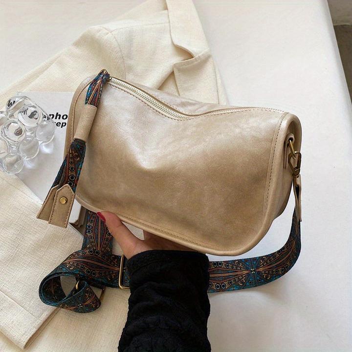Produktbild Only-Bags.Store Graphic Pattern Zipper Crossbody Bag, Stilvolle Umhängetasche mit breitem Riemen, Vintage Daily