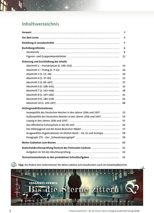 Produktbild Bis die Sterne zittern - Johannes Herwig - Schülerarbeitsheft (Deutsch, Florian Fuchs, Irina Goldschmitt, 2024)