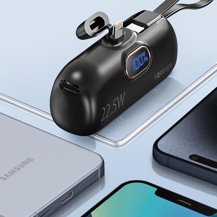 Image du produit Forever mini power bank MTB-100 22.5W 5000 mAh Lightning noir (5000 mAh)