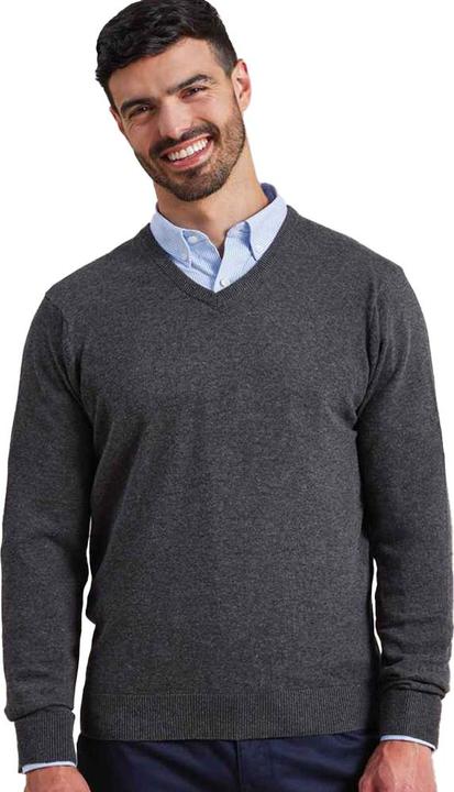 Actual product image Premier Mens Knitted Cotton Acrylic V Neck Sweatshirt (XS)