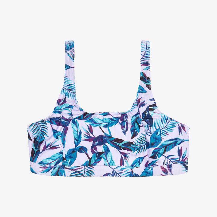 Produktbild Olaian Bikini-Oberteil Mädchen Bustier verstellbar 500 Nora violett geblümt (10, 11, 12)