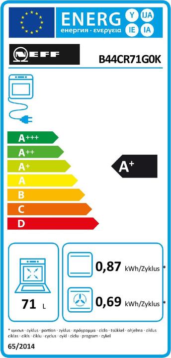 Energie-Label Neff N 70, Backofen, 60 x 60 cm, Graphite-Grey
