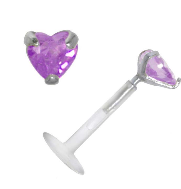 Bijouteria Piercing für Lippe/Tragus (Bioplast, Silber 925, Zirkonia)