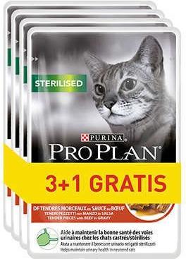 Immagine prodotto Purina Pro Plan Sterilised Beef - Cibo umido per gatti - 85g 3+1 (Adulto, 340 g)