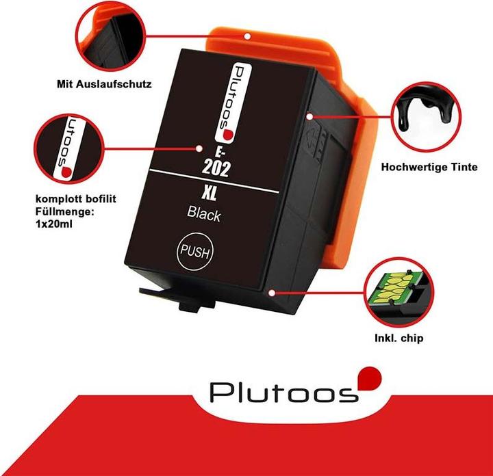 Immagine prodotto Plutoos Cartuccia Epson 202XL XXL compatibile, Nero C13T02G14010