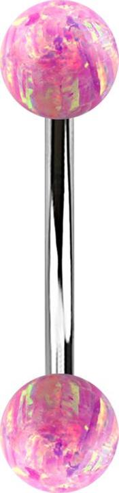 Immagine prodotto Star Piercing Micro banana argento con due palline rosa opale (Acciaio chirurgico 316L)