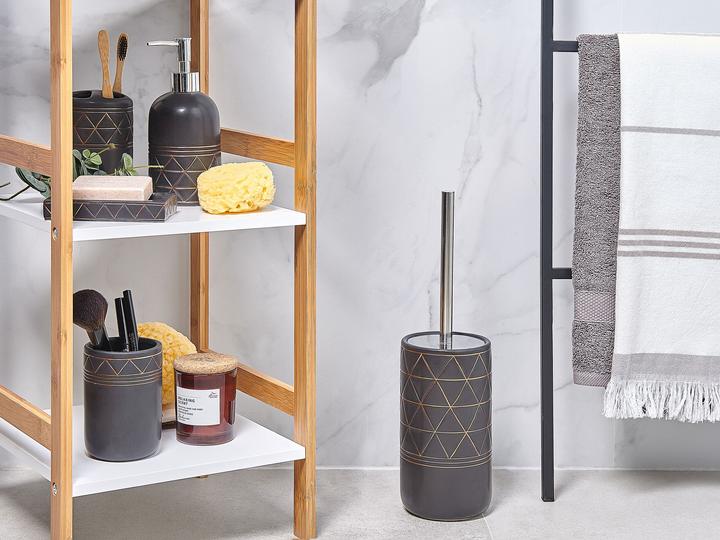 Immagine prodotto Beliani Set da bagno 5 pezzi in ceramica nero/oro LANCO