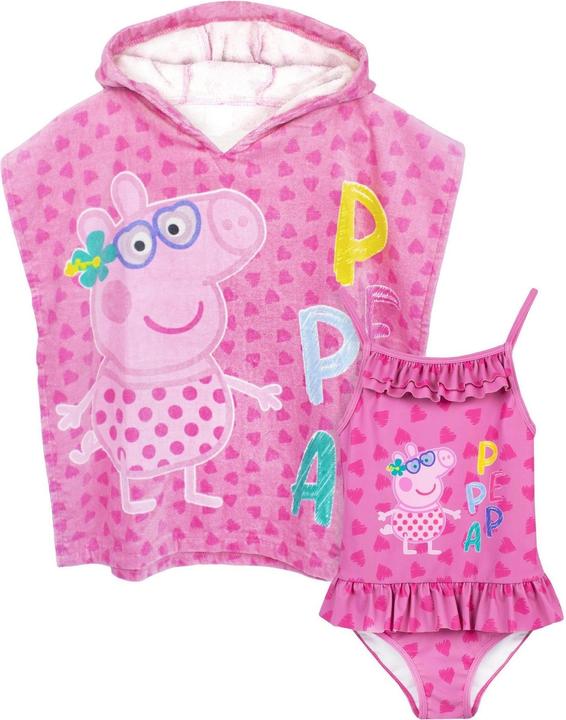 Actual product image Peppa Pig Girls' swimming costume and poncho set (110)