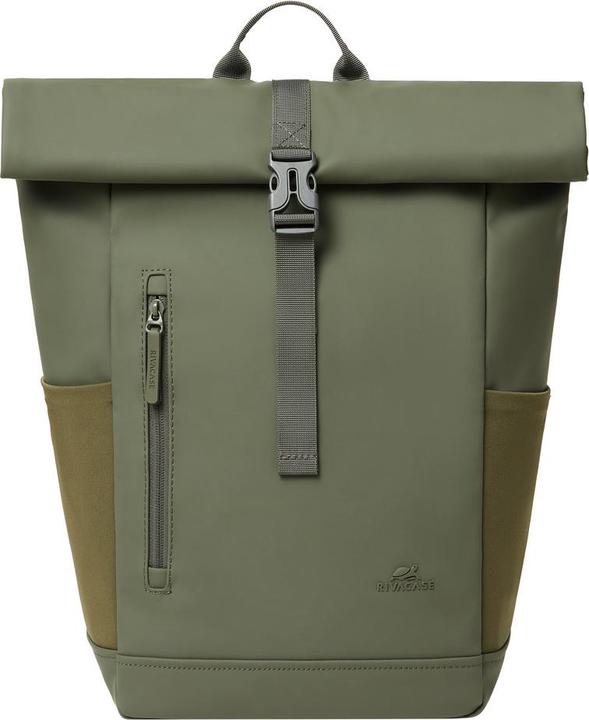 Immagine prodotto Rivacase Rolltop Eco Waterproof RPET PU Leather Backpack for Men and Women, Olive Green (17 l)