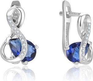 Beneto Dazzling silver earrings withue zircon AGUC2692-DB (L)
