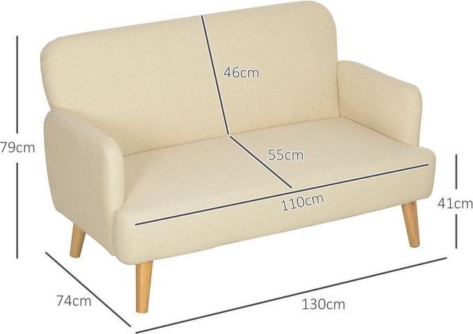 Produktbild Swisshandel24 2 Sitzer Sofa, Kleine Couch mit Samtoptik, Holzbeine für Wohnzimmer Creme (2-Sitzer)