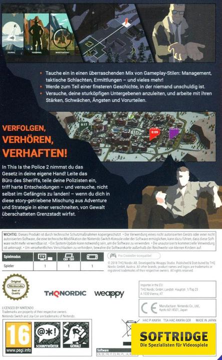 Produktbild THQ This is the Police 2, Switch (Switch, DE)