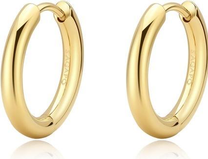 Actual product image Sagapo S'Agapµ - Chunky SHK70 minimalist gold-plated steel hoop earrings (Stainless steel)